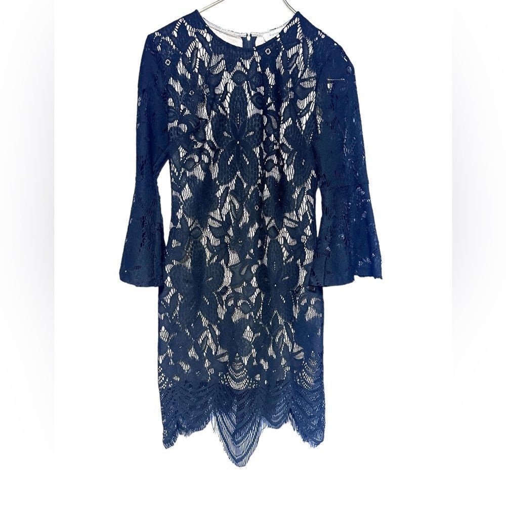 Black and Gold Lace Dress With Lace 3/4 Bell Sleeve New With Tags XS - Picture 3 of 16
